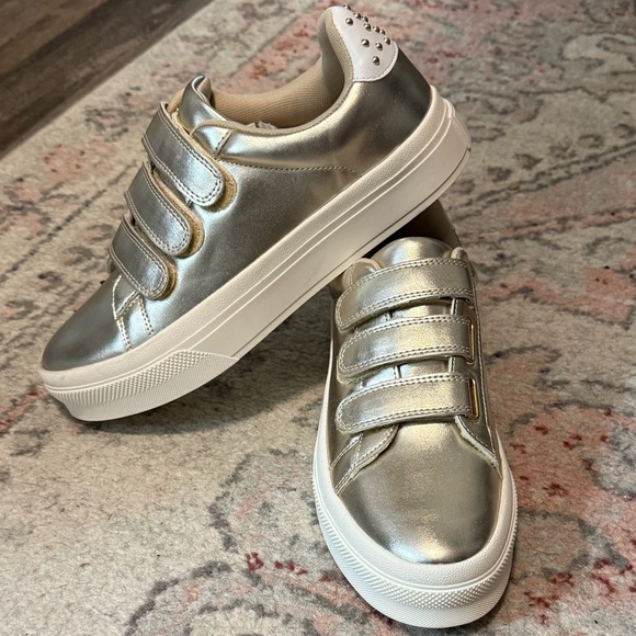 J Slides Shoes - J Slides Metallic Sneakers with Velcro Straps